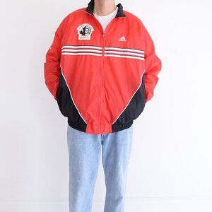 Vintage 90S Adidas Team Red Black Strathroy Pc Portugal Soccer Club Large